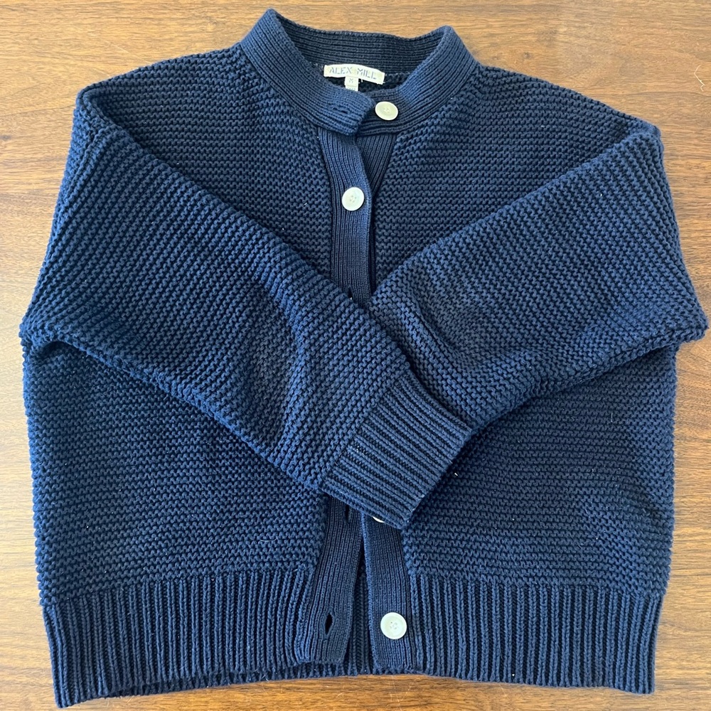 Alex Mill Dark Blue Knit Sweater with Cream Buttons